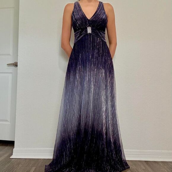 Navy and silver ombré maxi dress by Betsy & Adam - Picture 1 of 8